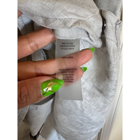 Soft‎ Surroundings Women's Size Large Lucerne Linen Double Zip Button Side TOp - Picture 4 of 7